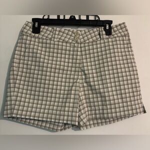 Nike Golf PSU Womens Sz 6 Tan Gray White Plaid Shorts Dri-Fit Penn State Lions